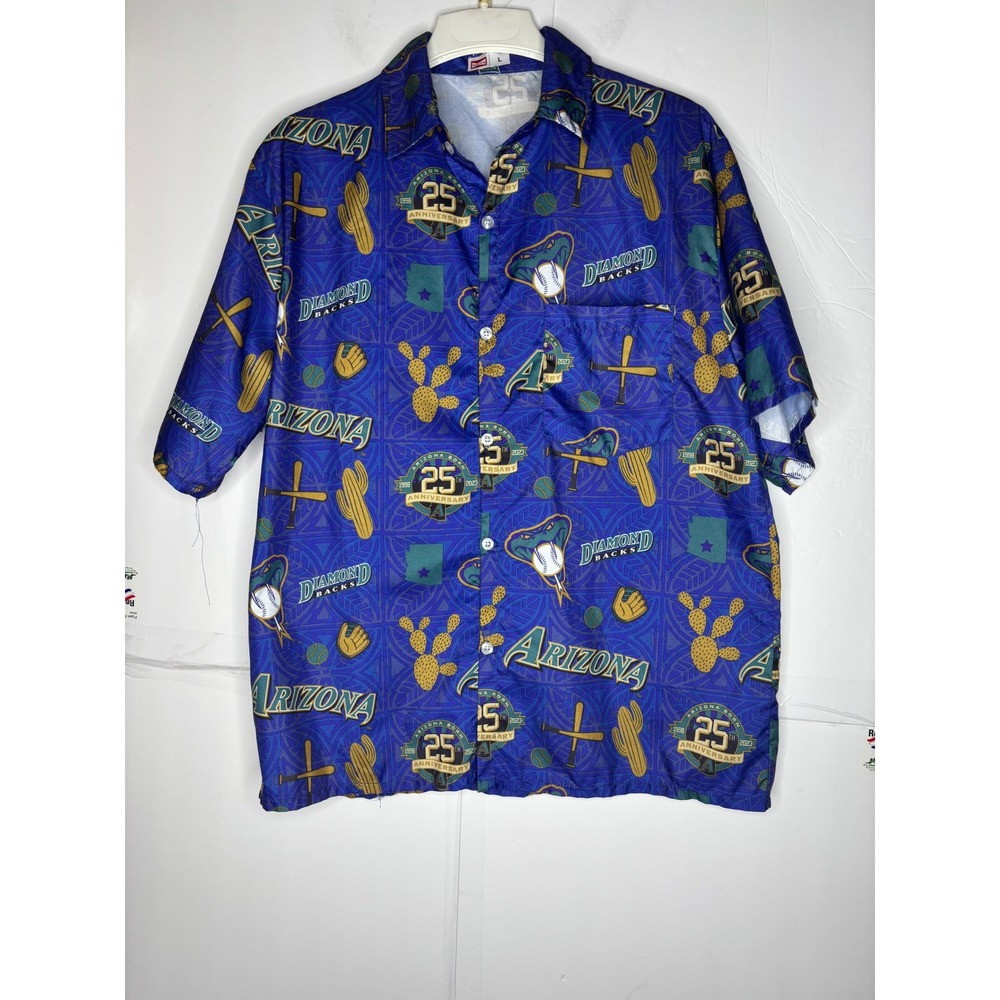 Budweiser Arizona Diamondbacks 25th Anniversary Button Shirt Mens Large Blue - Picture 2 of 7